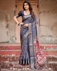 Pure Silk Digital Printed Saree with Brocade Blouse Colorful Saree