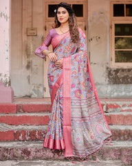 Pure Silk Digital Printed Saree with Brocade Blouse Colorful Saree