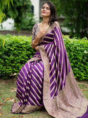 Pure Silk Digital Printed Saree with Brocade Blouse Colorful Saree