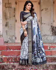 Pure Silk Digital Printed Saree with Brocade Blouse Colorful Saree