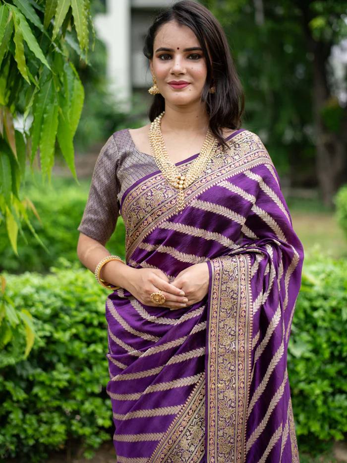 Pure Silk Digital Printed Saree with Brocade Blouse Colorful Saree