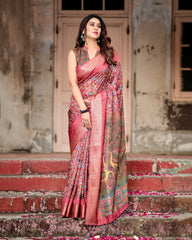 Pure Silk Digital Printed Saree with Brocade Blouse Colorful Saree