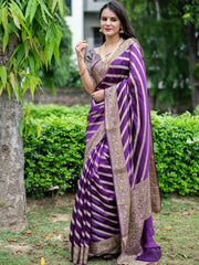 Pure Silk Digital Printed Saree with Brocade Blouse Colorful Saree