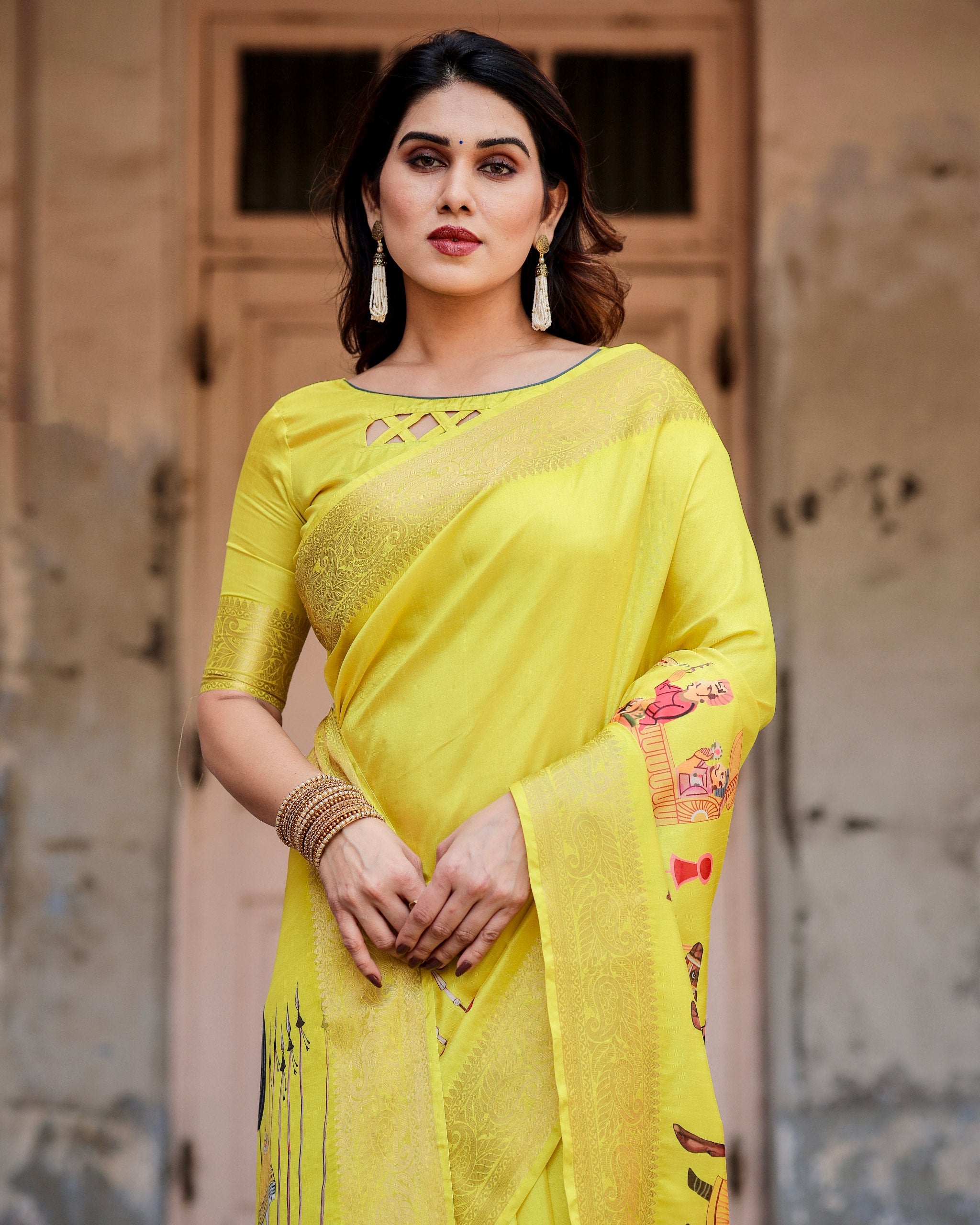 Pure Silk Digital Printed Saree with Brocade Blouse Colorful Saree