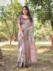 Pure Silk Digital Printed Saree with Brocade Blouse Colorful Saree