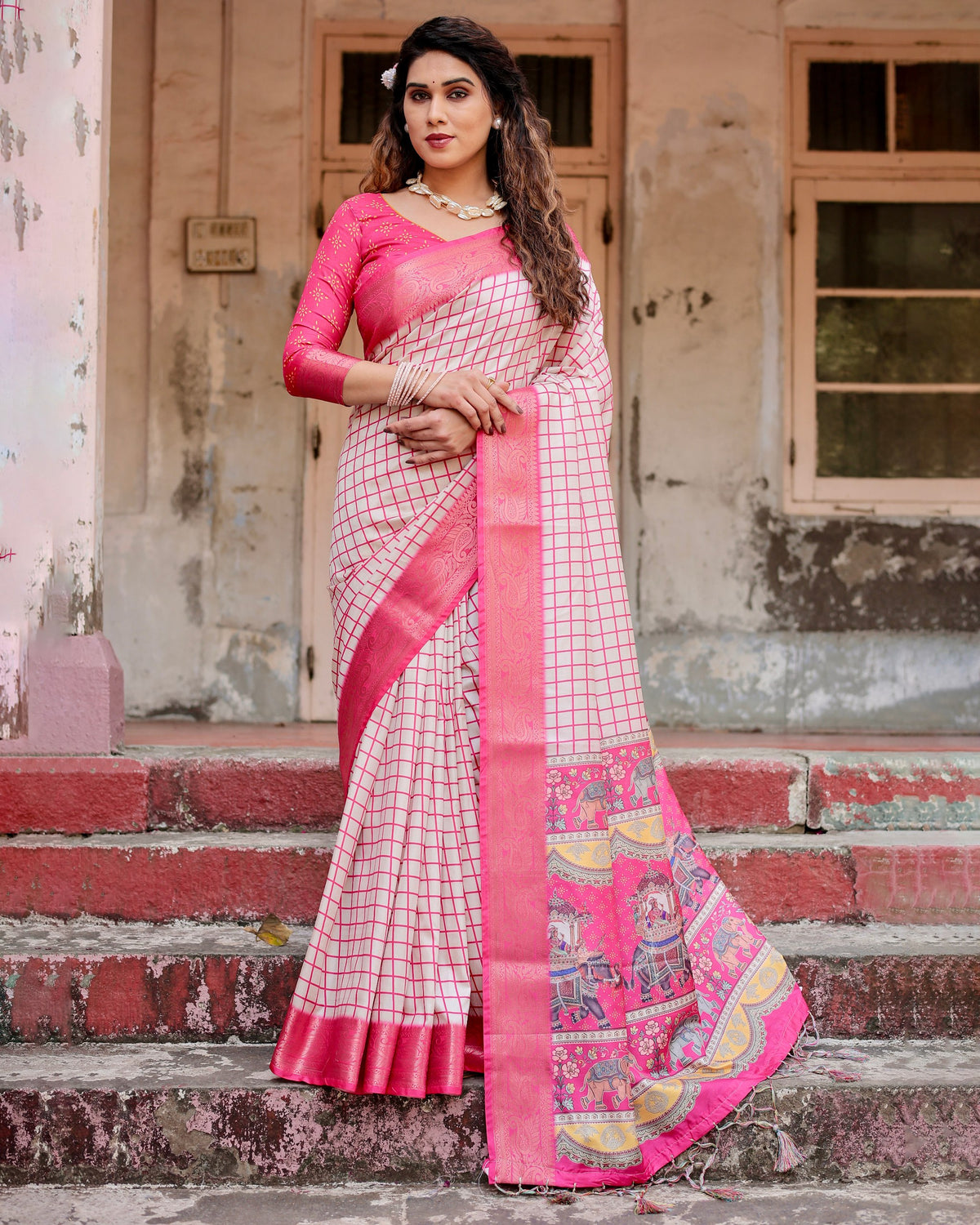 Pure Silk Digital Printed Saree with Brocade Blouse Colorful Saree