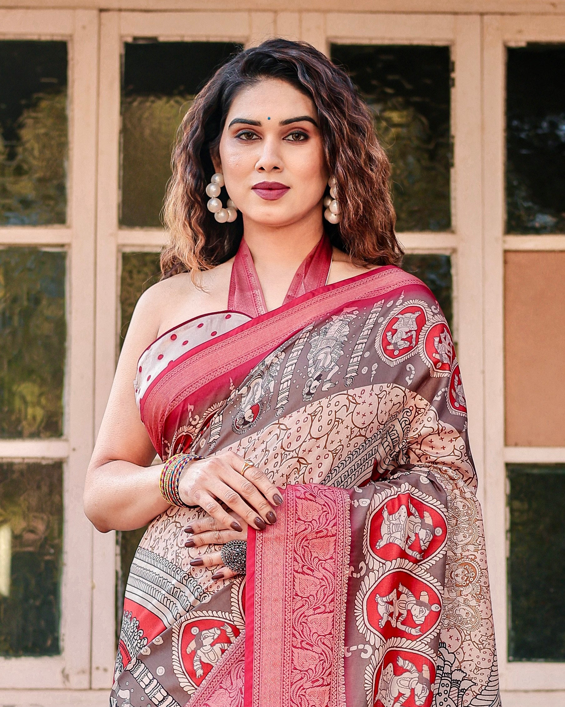 Pure Silk Digital Printed Saree with Brocade Blouse Colorful Saree