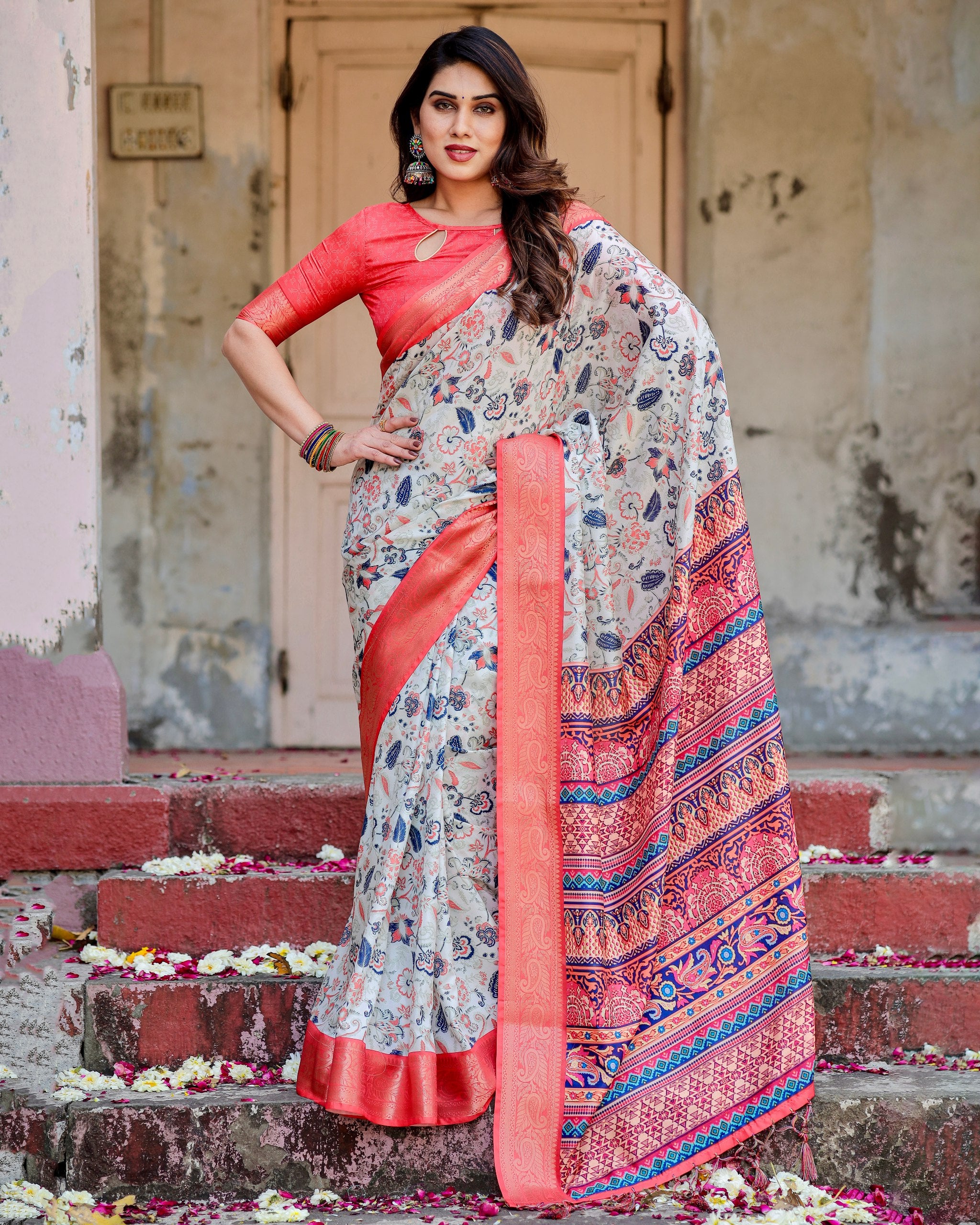 Pure Silk Saree with Brocade Blouse Colorful Saree