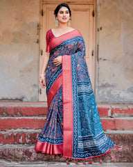 Pure Silk Saree with Rich Pallu, Brocade Blouse Colorful Saree