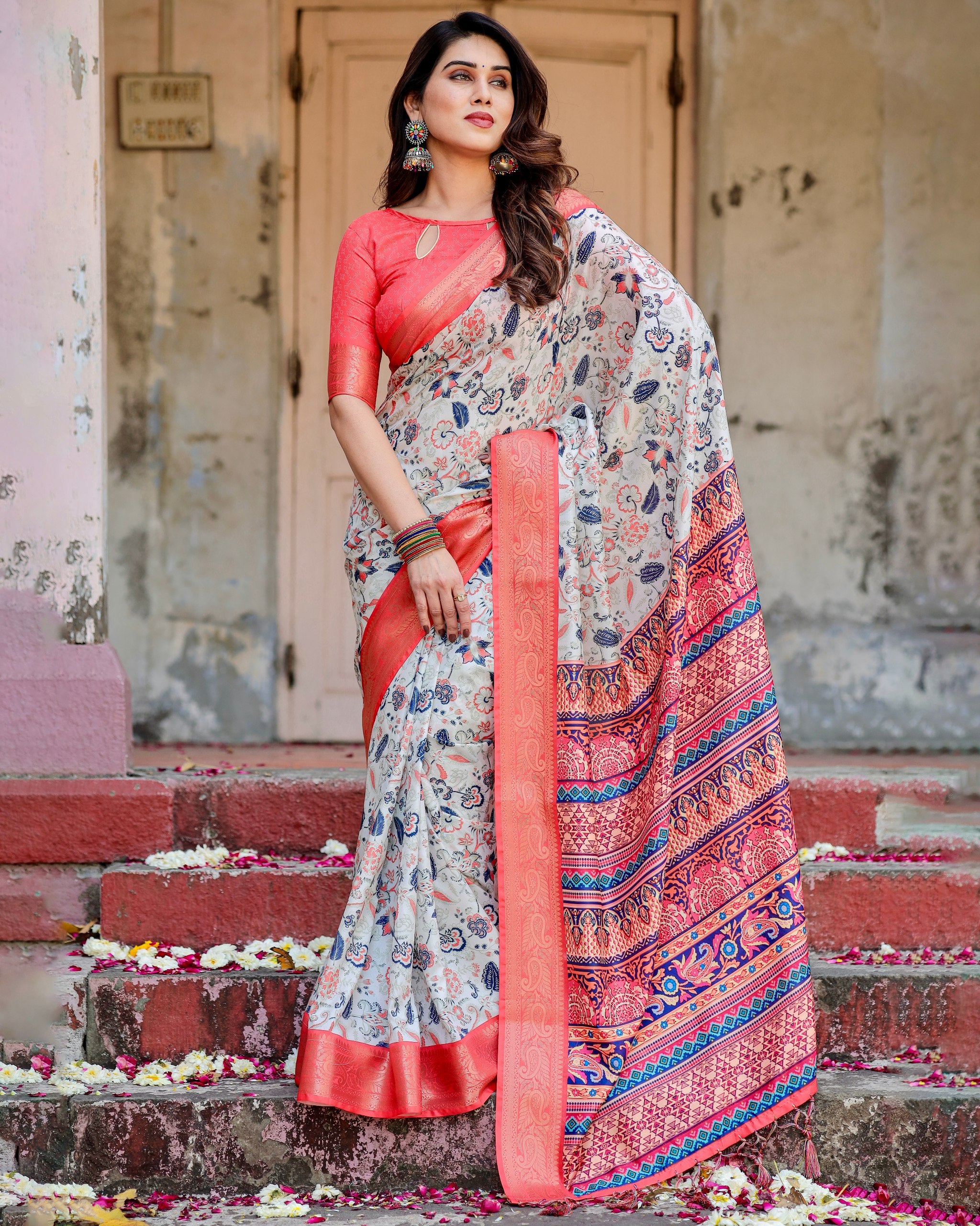 Pure Silk Saree with Brocade Blouse Colorful Saree