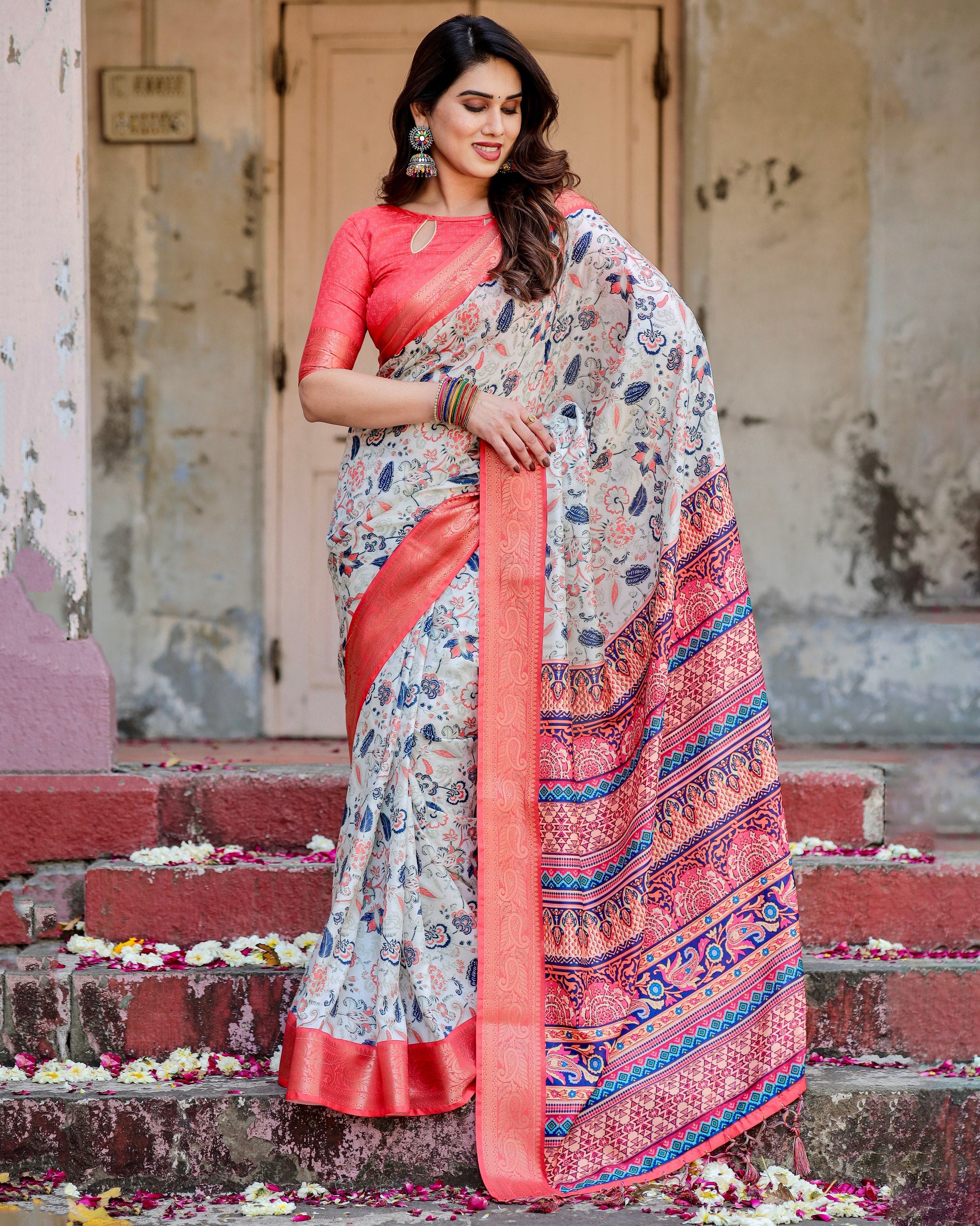 Pure Silk Saree with Brocade Blouse Colorful Saree