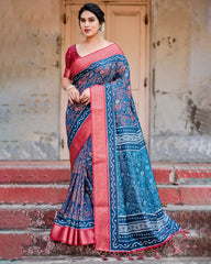 Pure Silk Saree with Rich Pallu, Brocade Blouse Colorful Saree