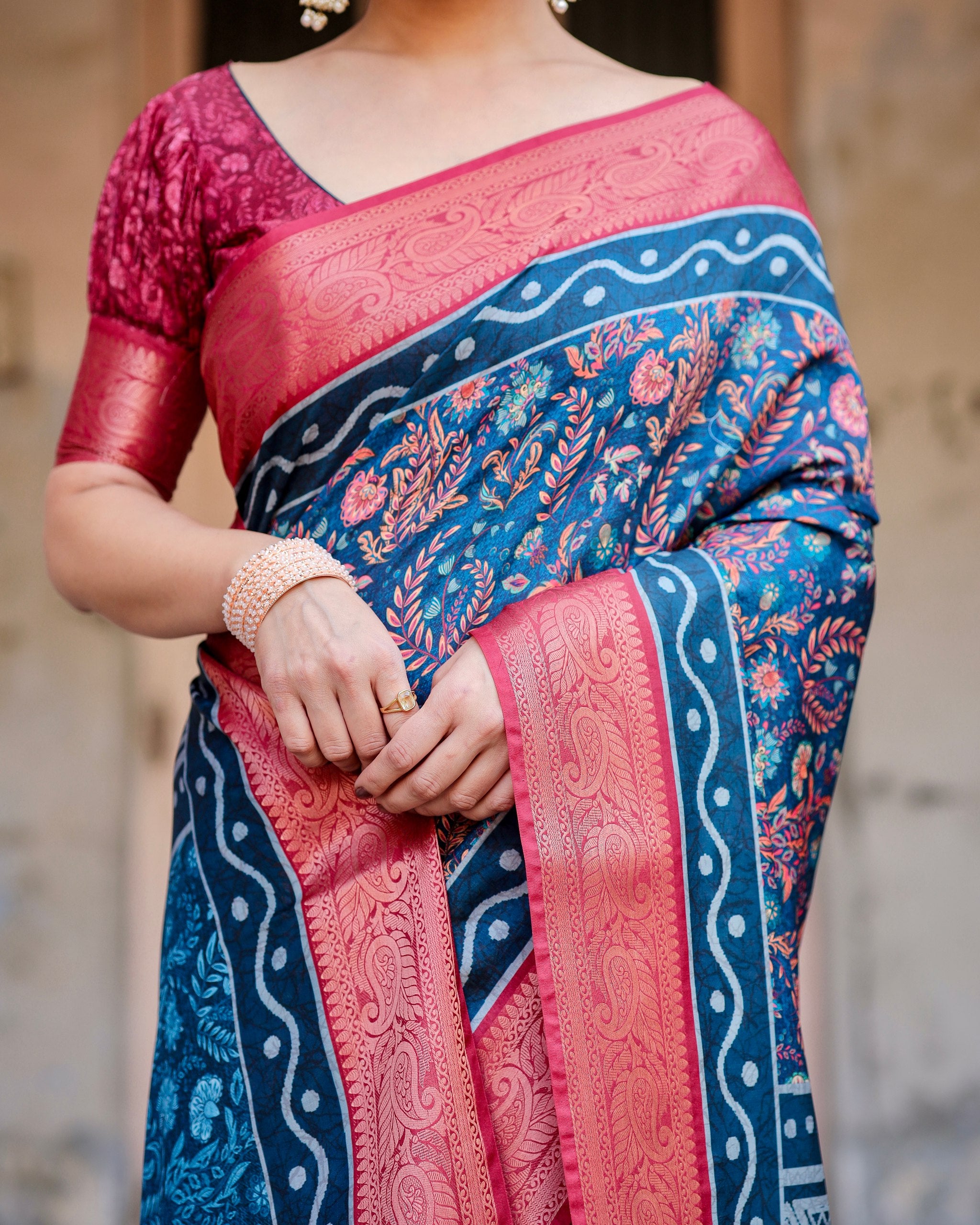 Pure Silk Saree with Rich Pallu, Brocade Blouse Colorful Saree