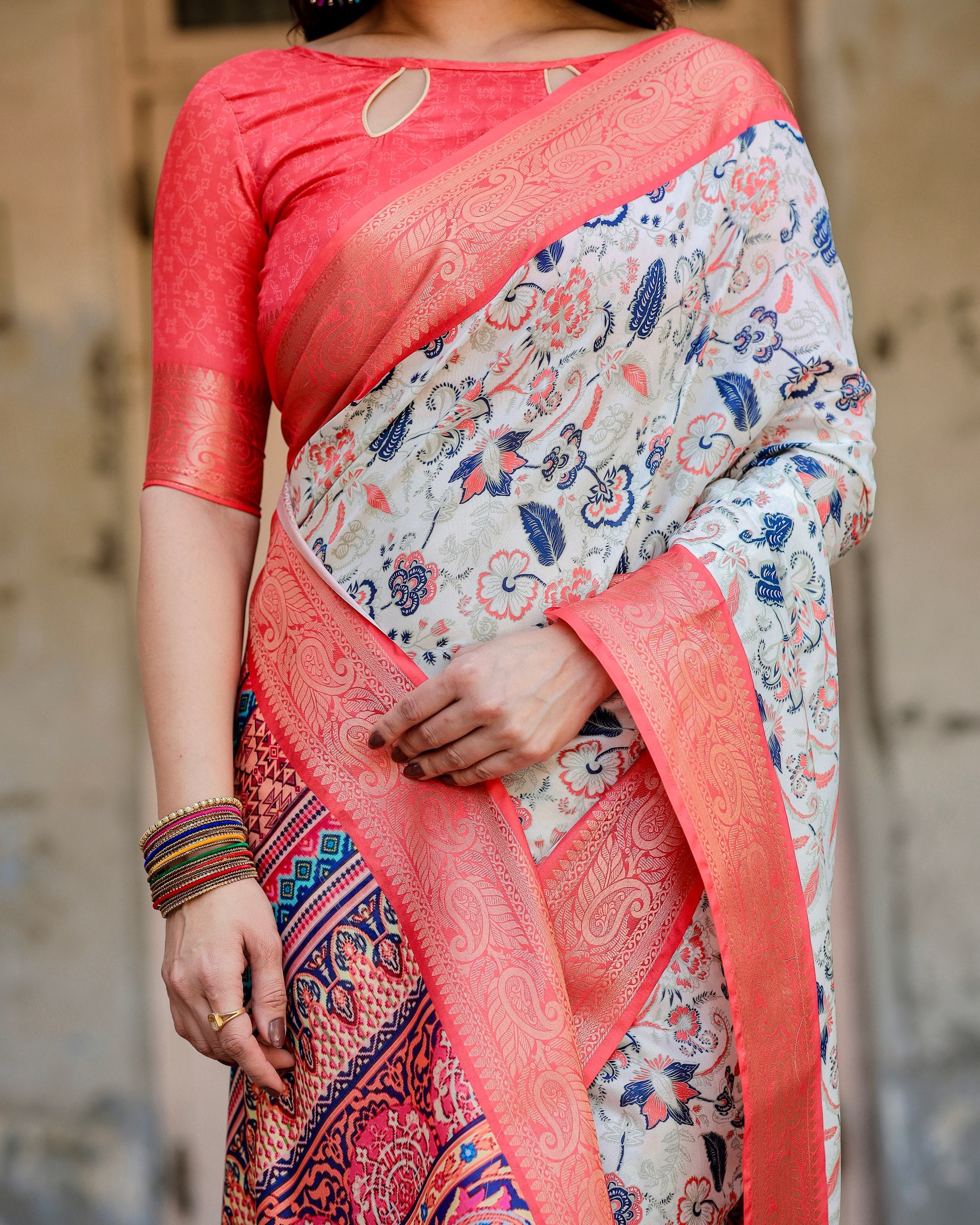 Pure Silk Saree with Brocade Blouse Colorful Saree