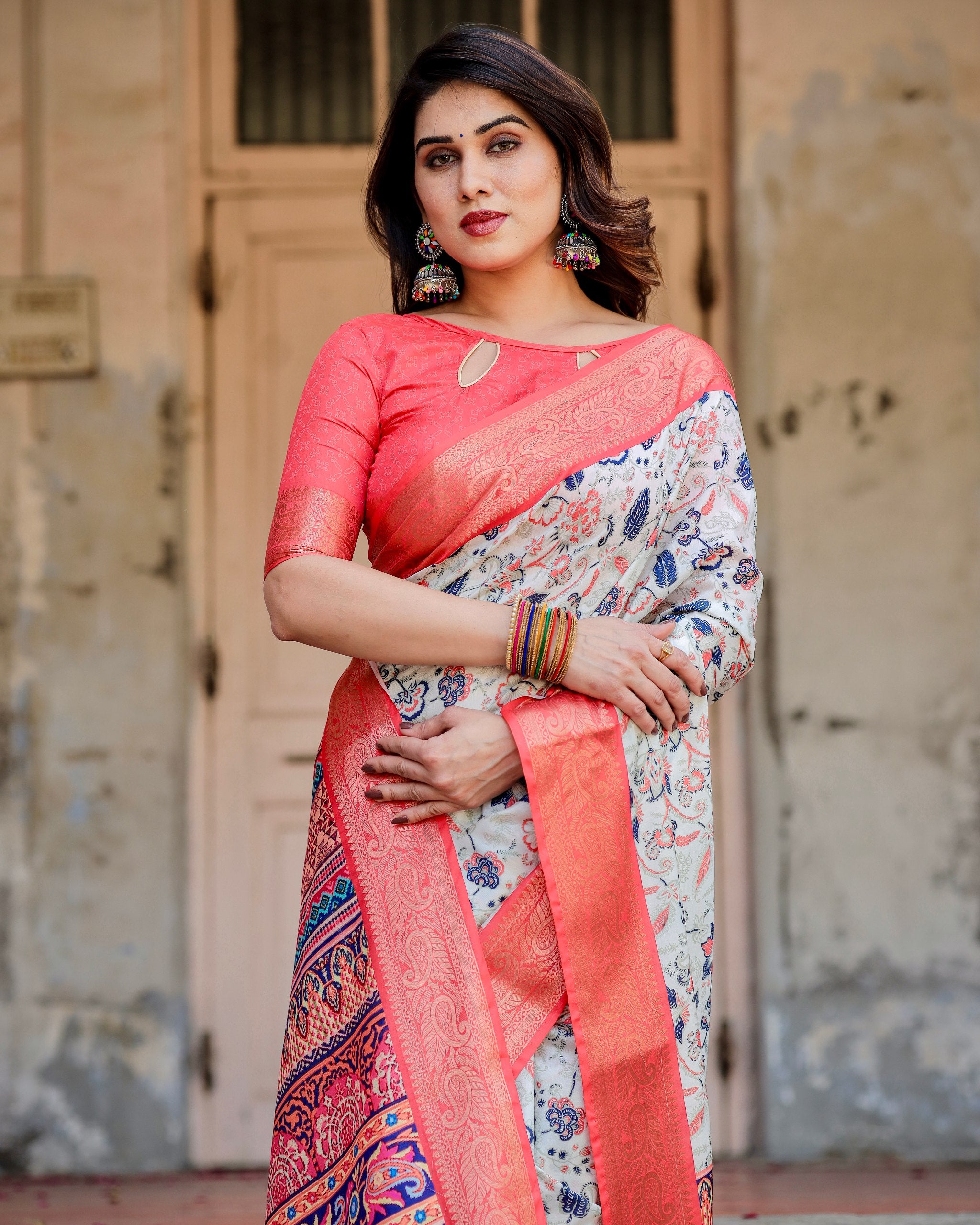 Pure Silk Saree with Brocade Blouse Colorful Saree