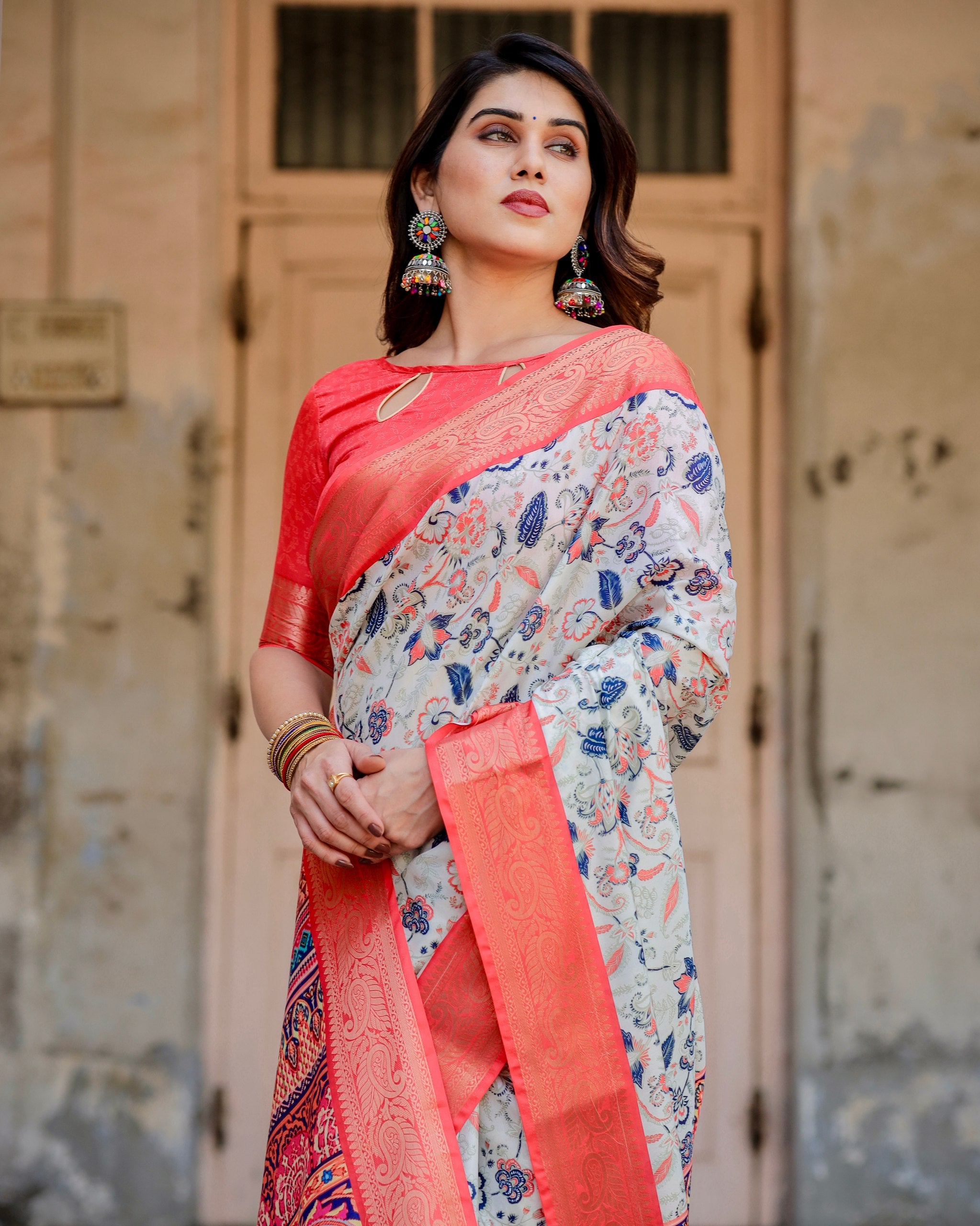 Pure Silk Saree with Brocade Blouse Colorful Saree