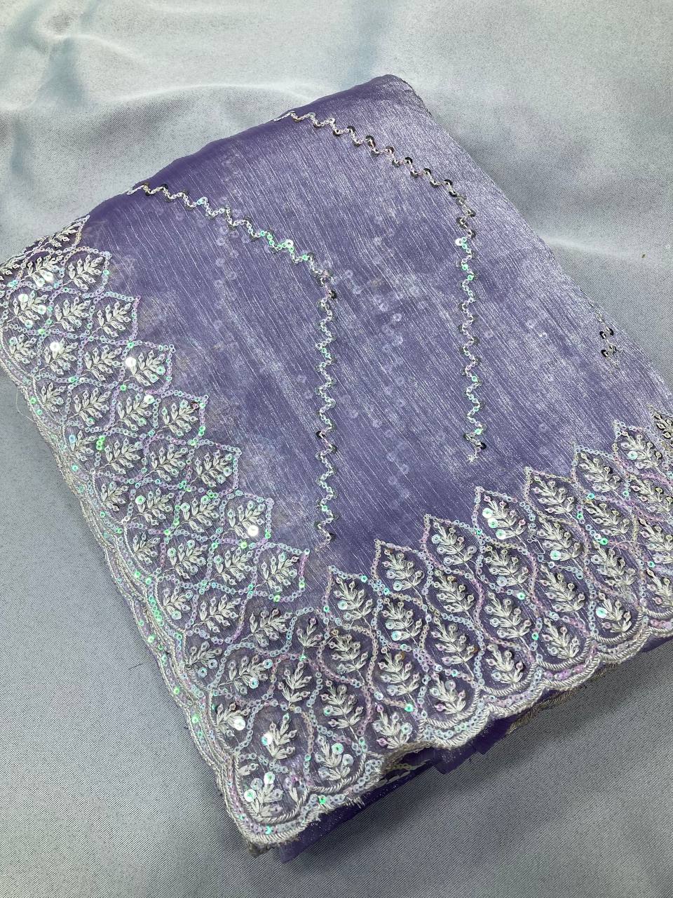 Luxuriously purple Soft Burberry Silk Saree with Embroidered Cutwork Border - Perfect for Weddings Colorful Saree