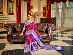 Rani Pink Soft Cotton Saree with Woven Design Colorful Saree
