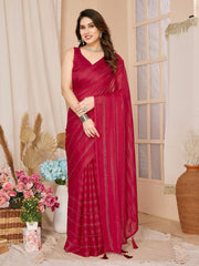 Rimzim Silk Rani Pink Saree with Unstitched Mono Banglory Blouse Colorful Saree