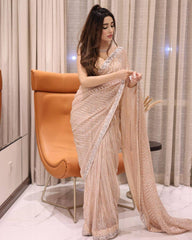 Shimmering Soft Georgette Sequin Saree - Perfect for Weddings Colorful Saree