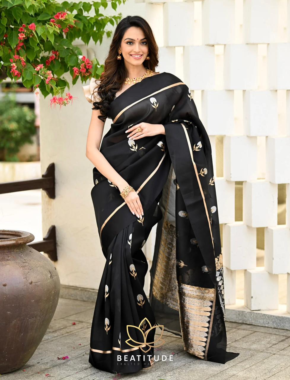 Silver Zari Woven Banarasi Soft Silk Saree with Blouse Piece Colorful Saree