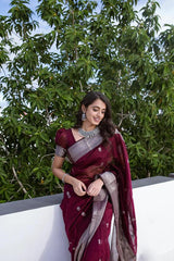 Soft Cotton Maroon Saree with Elegant Drape Colorful Saree