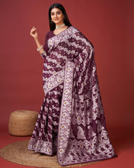 Soft Cotton Wine Saree with Blouse Piece Colorful Saree