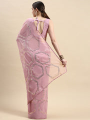 Soft Georgette Pink Saree with All-Over Sequin Work Colorful Saree