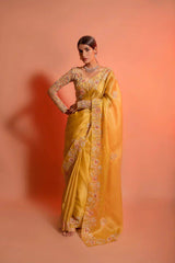 Soft Organza Saree with Heavy Embroidery Work and Mono Banglory Satin Silk Blouse Piece Colorful Saree