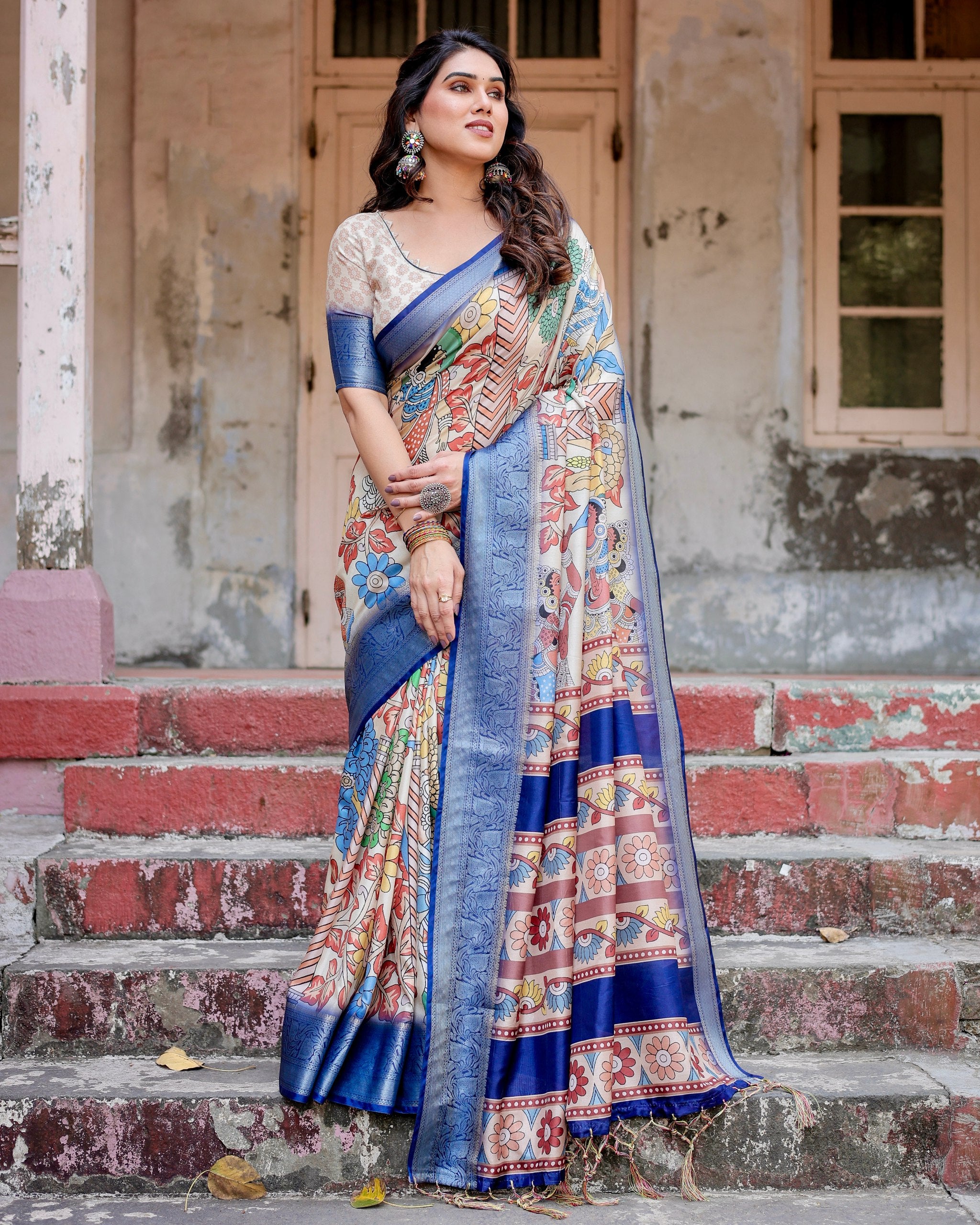 Stunning 5.5 Meter Saree with Matching Blouse Colorful Saree