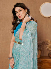 Stunning Cranberry Party Wear blue Saree in Premium Burberry Silk Colorful Saree