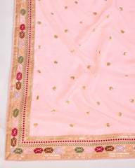 Stunning Taby Organza Silk Pink Saree with Sequin Embroidery and Heavy Lace Border Colorful Saree