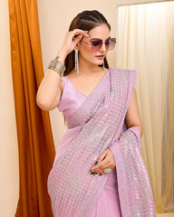 Stunning Wedding Onion Color Saree: All-Over Sequence Work on Premium Georgette Colorful Saree