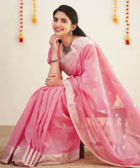 Soft Cotton Pink Saree with Elegant Drape Colorful Saree