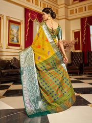 Sunshine Elegance - Yellow Soft Cotton Saree with Woven Design Colorful Saree