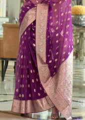 Dark Orchid Purple Zari Woven Organza Silk Saree - Colorful Saree