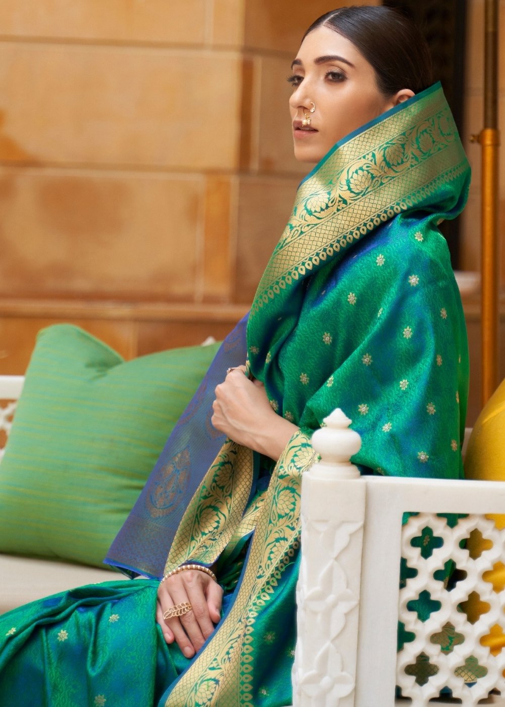 Sea Green Woven Kanjivaram Silk Saree : Top Pick - Colorful Saree