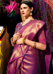 Wine Purple Handloom Weave Kanjivaram Silk Saree : Top Pick - Colorful Saree