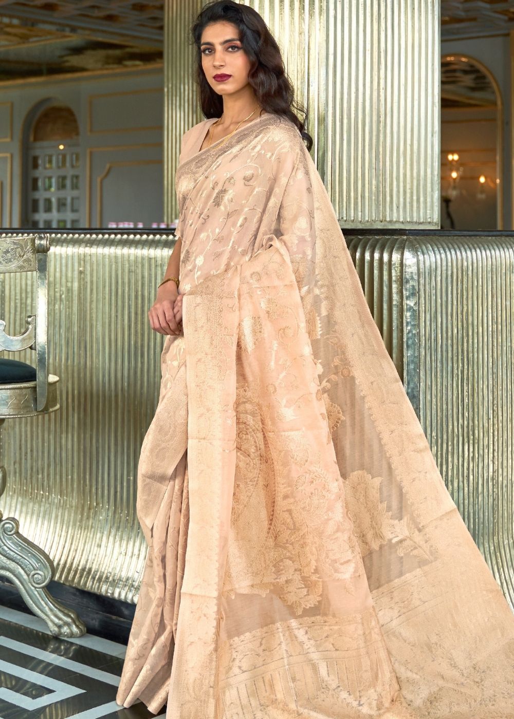 Metallic Gold Zari Woven Designer Silk Saree - Colorful Saree