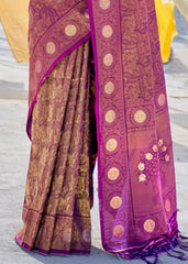 Wine Purple Soft Silk Woven Kanjivaram Saree : Special Edition - Colorful Saree