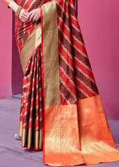 Carmine Red Woven Patola Silk Saree - Colorful Saree