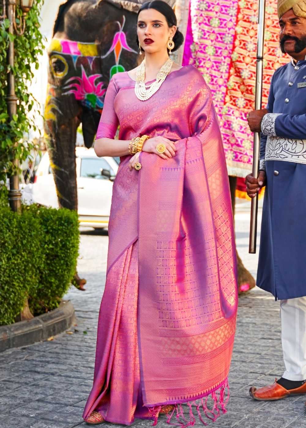 Wine Purple Handloom Weave Kanjivaram Silk Saree : Top Pick - Colorful Saree