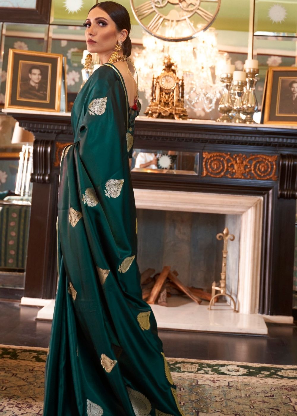 Sacramento Green Zari Butta Woven Banarasi Silk Saree : Top Pick - Colorful Saree