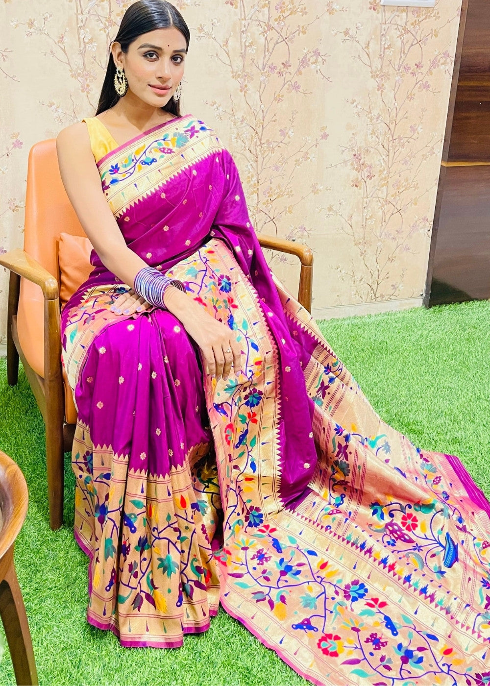 Magenta Purple Zari Woven Paithani Silk Saree - Colorful Saree