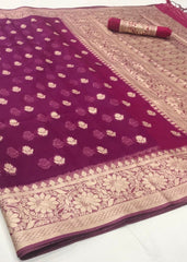 Dark Orchid Purple Zari Woven Organza Silk Saree - Colorful Saree