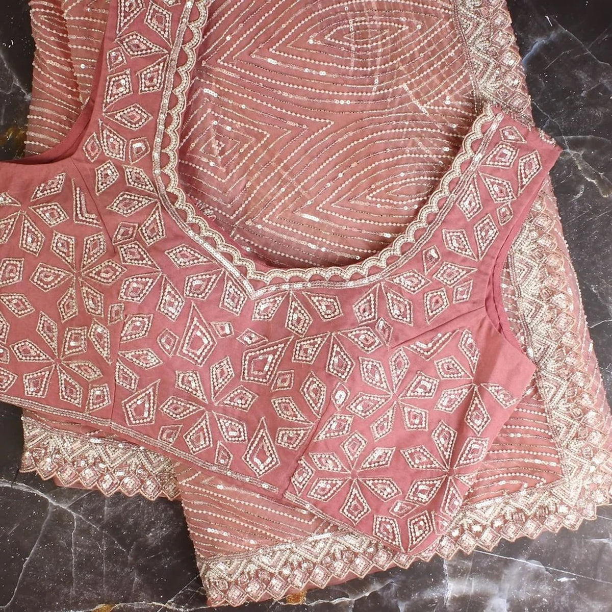 Pink Georgette Saree with Heavy Thread and Sequins Work - Colorful Saree