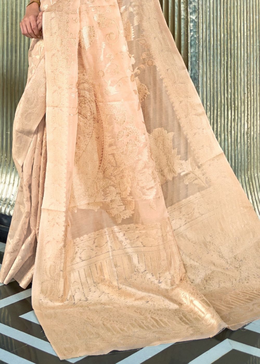 Metallic Gold Zari Woven Designer Silk Saree - Colorful Saree