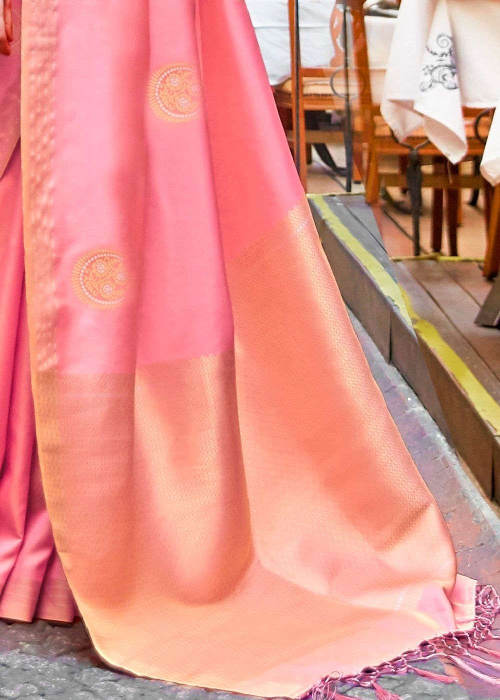 Rose Pink Designer Wear Woven Banarasi Silk Saree - Colorful Saree