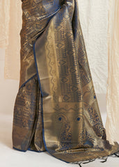 Lapis Blue & Golden Blend Kanjivaram Silk Saree - Colorful Saree