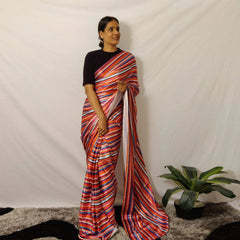 Ready to wear Japan Satin Silk Saree - Colorful Saree